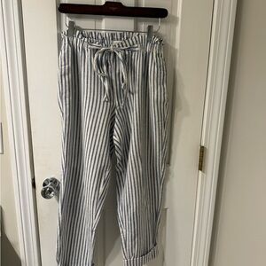 Beachlunchlounge Navy and Cream Striped Pants